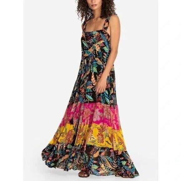 Johnny Was Mirko Tiered Maxi Dress Small Boho Vacation - Picture 1 of 11